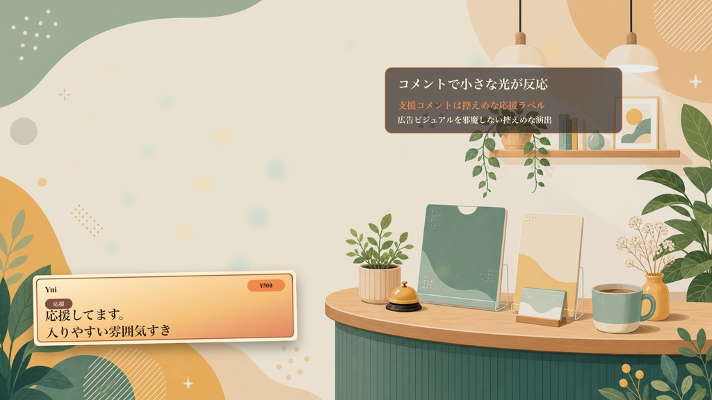 フラット広告の初見歓迎サービスカウンターコメントオーバーレイ|OBS・わんコメ対応テンプレート