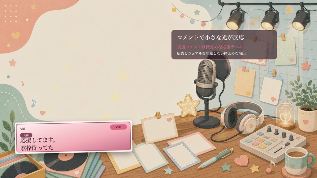 フラット広告の音楽リクエストブースコメントオーバーレイ|OBS・わんコメ対応テンプレート