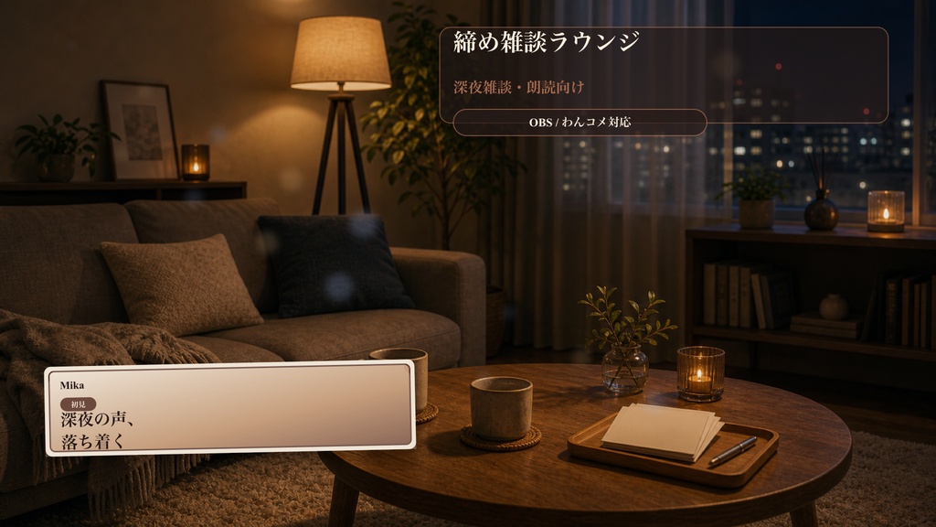締め雑談ラウンジコメントオーバーレイ|OBS・わんコメ対応テンプレート