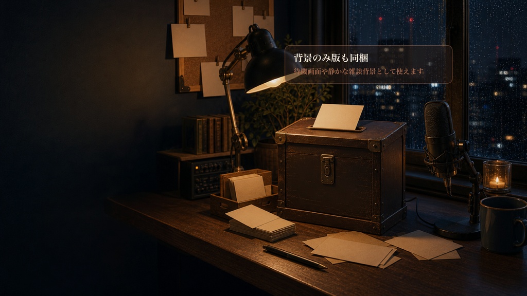 雨の日の深夜の質問箱ポストコメントオーバーレイ|OBS・わんコメ対応テンプレート