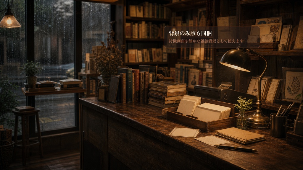 雨の日の古本屋おたよりカウンターコメントオーバーレイ|OBS・わんコメ対応テンプレート