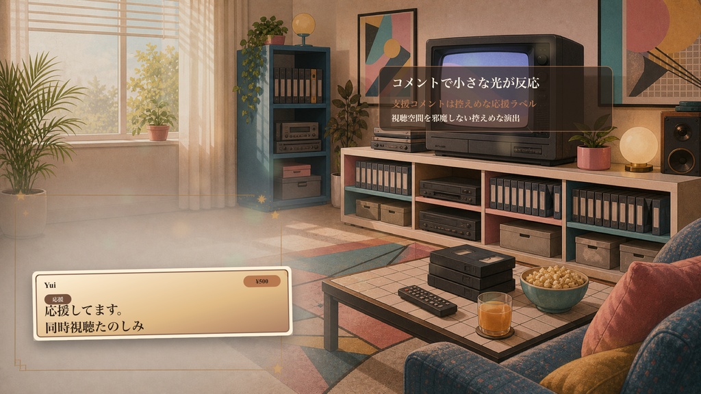 レトロVHS同時視聴ルームコメントオーバーレイ|OBS・わんコメ対応テンプレート