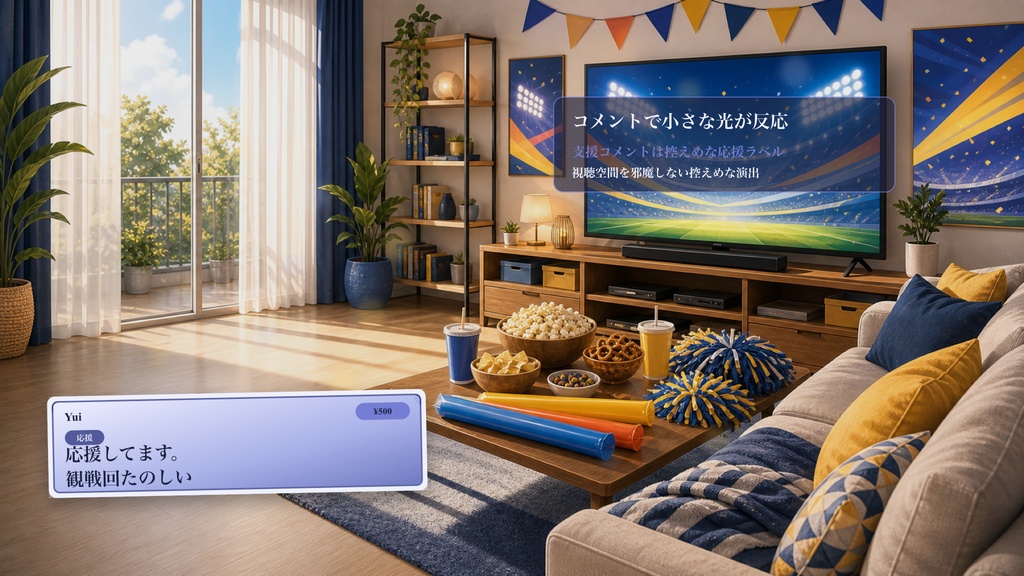 スポーツ観戦リビングコメントオーバーレイ|OBS・わんコメ対応テンプレート