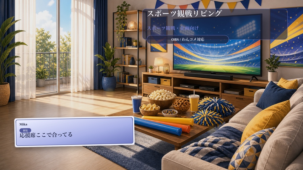 スポーツ観戦リビングコメントオーバーレイ|OBS・わんコメ対応テンプレート