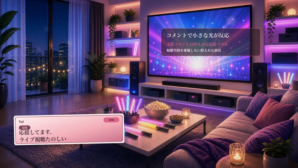ライブ映像同時視聴スクリーンコメントオーバーレイ|OBS・わんコメ対応テンプレート