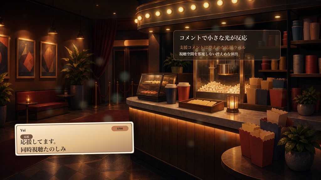シネマお菓子カウンターコメントオーバーレイ|OBS・わんコメ対応テンプレート
