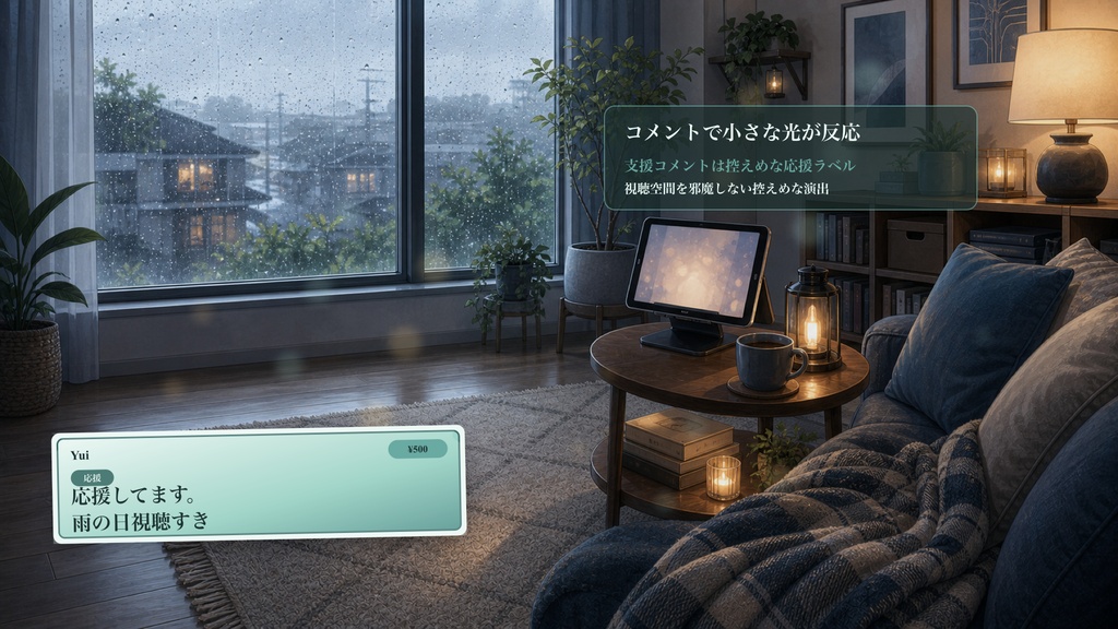 雨窓スクリーン同時視聴コメントオーバーレイ|OBS・わんコメ対応テンプレート