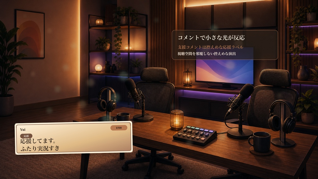 ふたり実況ソファ同時視聴コメントオーバーレイ|OBS・わんコメ対応テンプレート