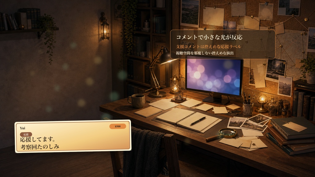 ミステリー考察同時視聴ルームコメントオーバーレイ|OBS・わんコメ対応テンプレート