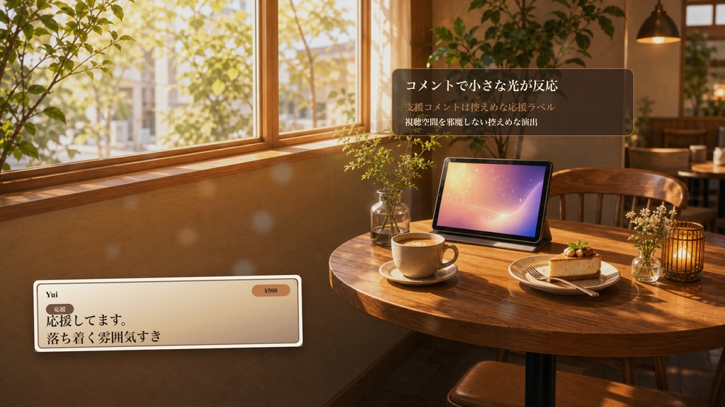 カフェスクリーン同時視聴席コメントオーバーレイ|OBS・わんコメ対応テンプレート