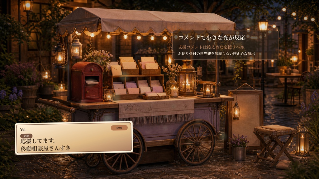 移動相談屋台ポストコメントオーバーレイ|OBS・わんコメ対応テンプレート