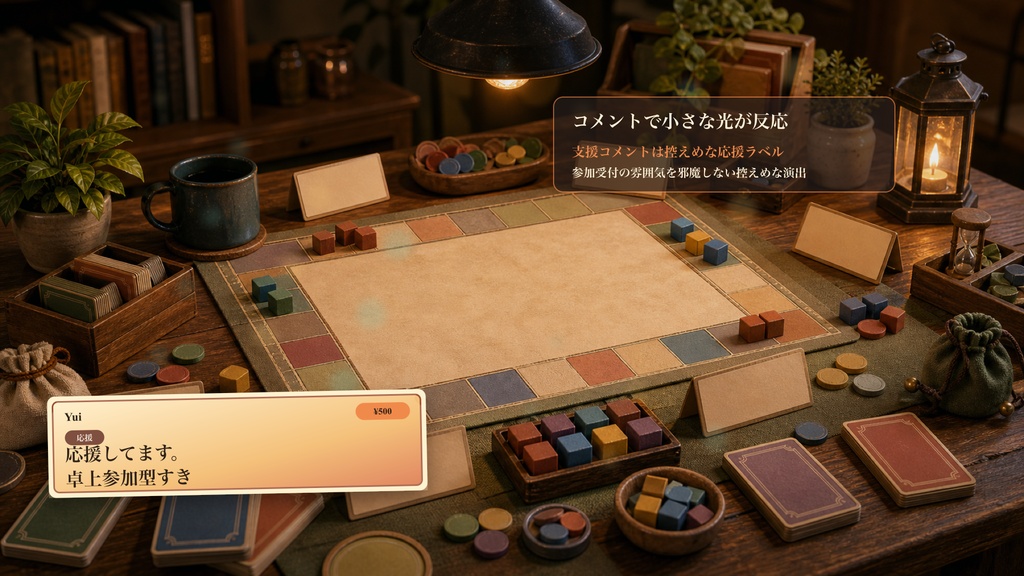 ボードゲーム参加型テーブルコメントオーバーレイ|OBS・わんコメ対応テンプレート