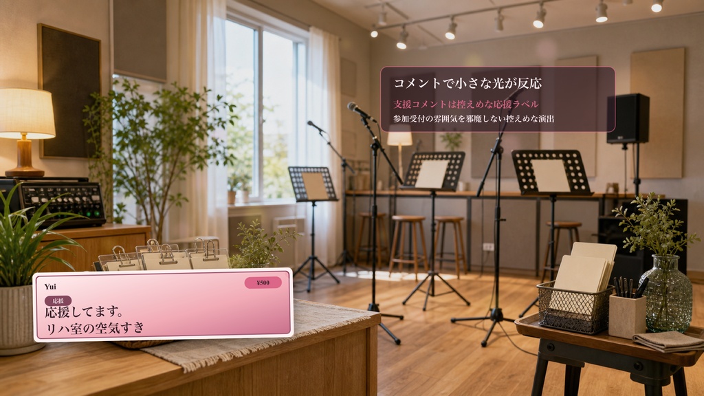 リハーサル室参加受付コメントオーバーレイ|OBS・わんコメ対応テンプレート