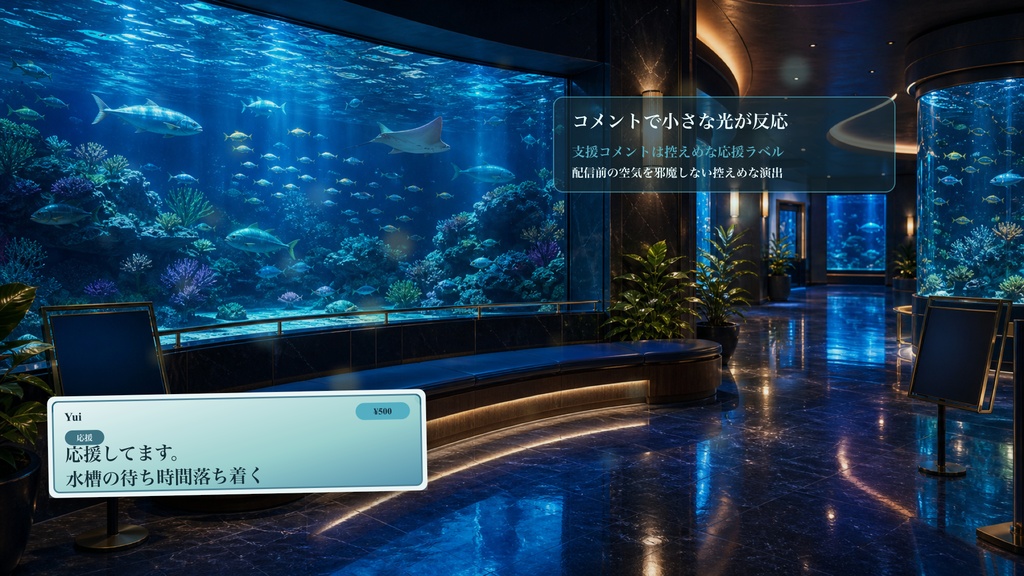 夜水槽ロビー待機コメントオーバーレイ|OBS・わんコメ対応テンプレート