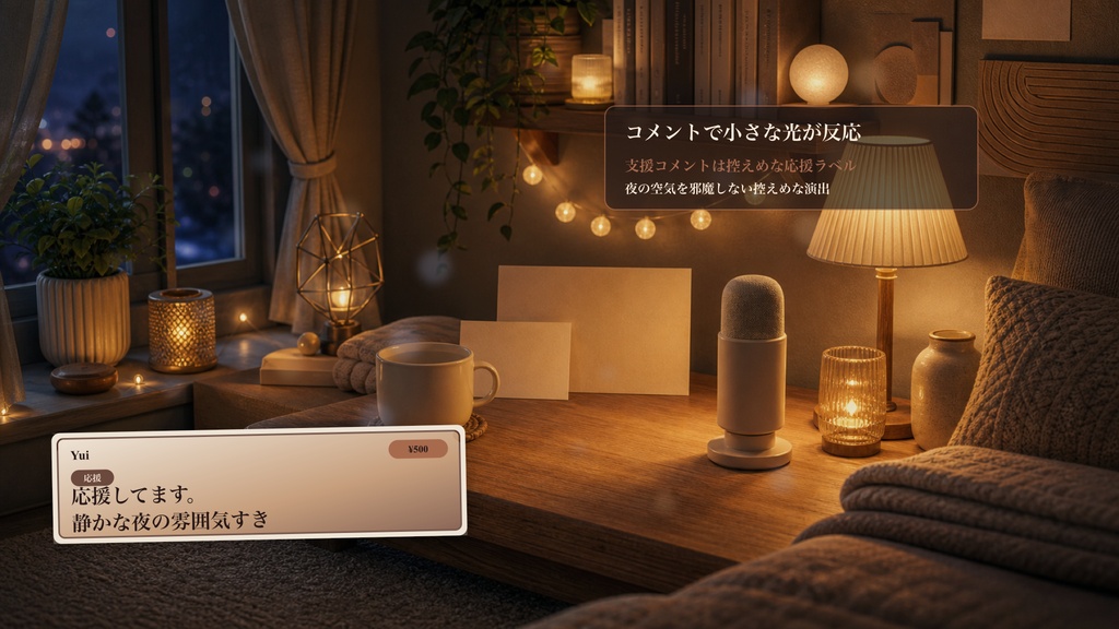 おやすみベッドサイド台コメントオーバーレイ|OBS・わんコメ対応テンプレート