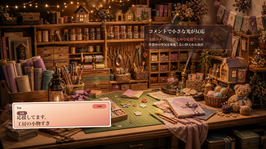クラフト工房ベンチコメントオーバーレイ|OBS・わんコメ対応テンプレート