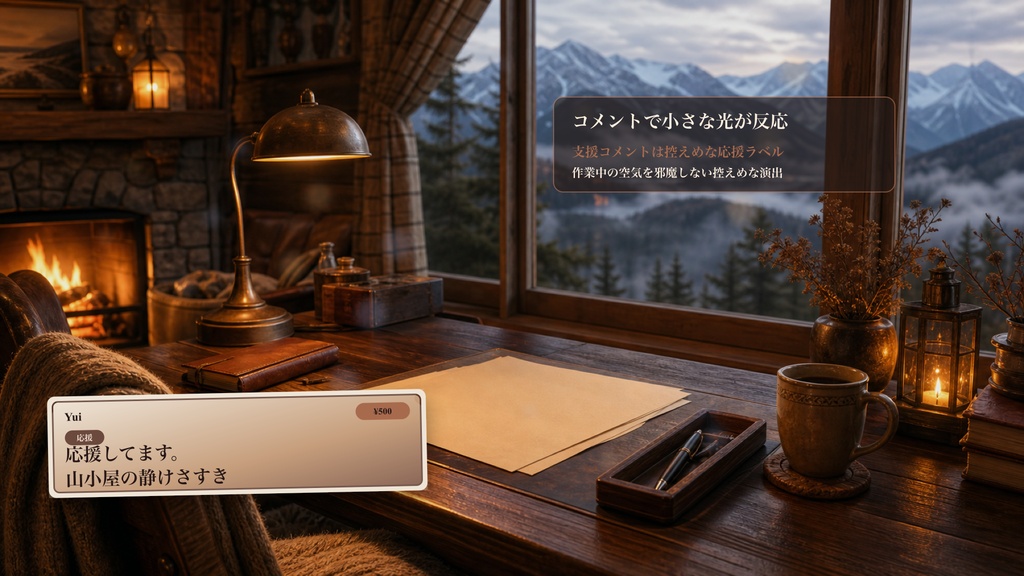 山小屋執筆テーブルコメントオーバーレイ|OBS・わんコメ対応テンプレート
