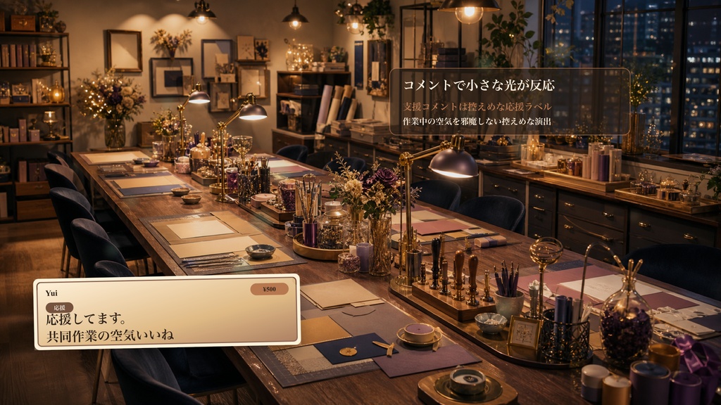 共同作業テーブルスタジオコメントオーバーレイ|OBS・わんコメ対応テンプレート