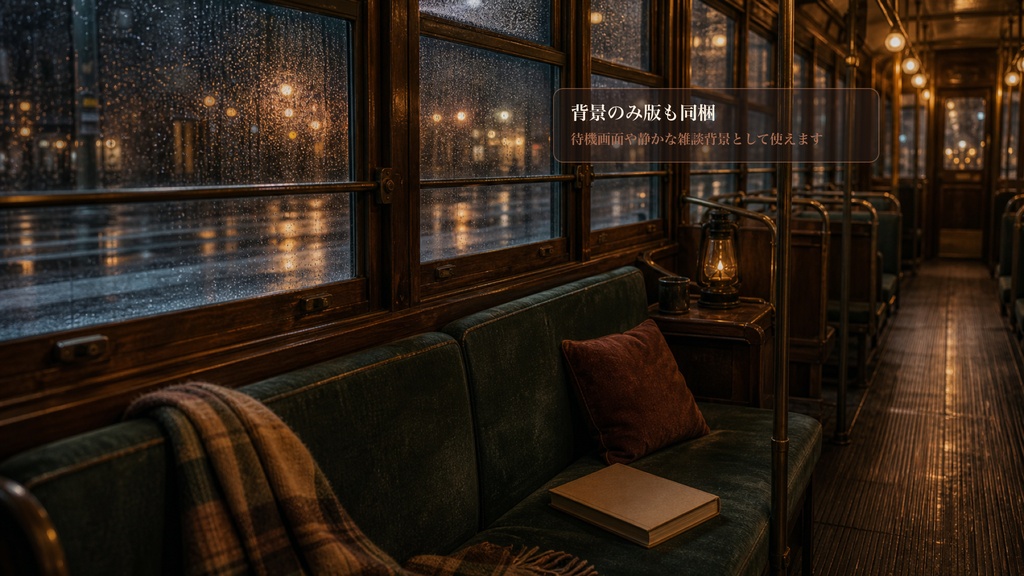 雨の日トラム読書席コメントオーバーレイ|OBS・わんコメ対応テンプレート