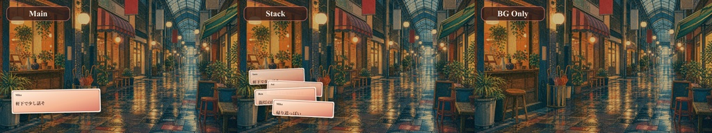 雨の商店街アーケードコメントオーバーレイ|OBS・わんコメ対応テンプレート