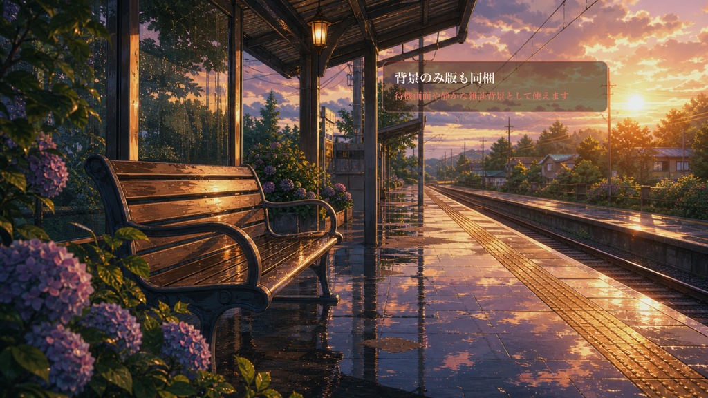 初夏夕方駅ホームベンチコメントオーバーレイ|OBS・わんコメ対応テンプレート