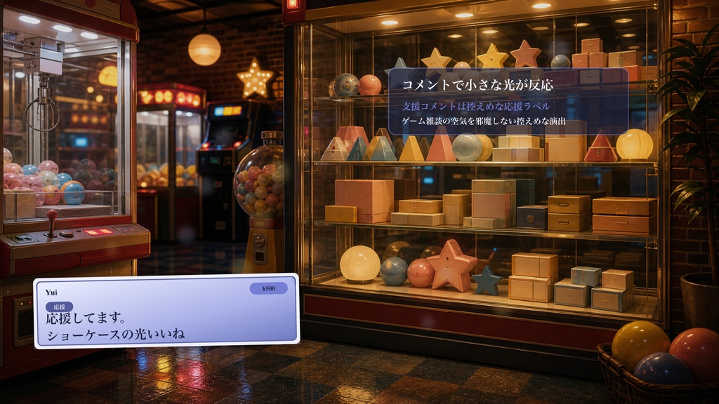 レトロ景品ショーケースコメントオーバーレイ|OBS・わんコメ対応テンプレート