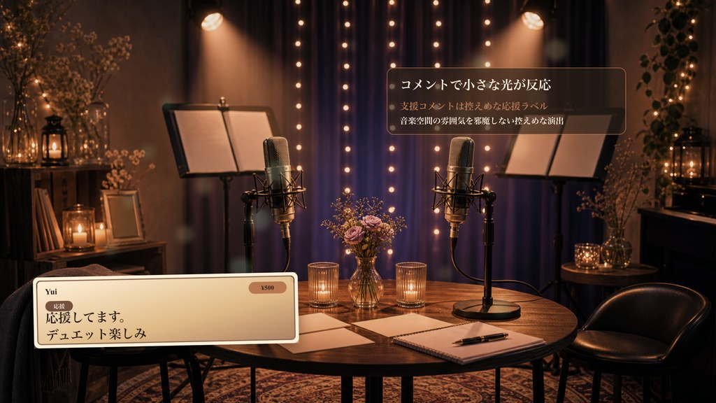 デュエットハーモニーマイクテーブルコメントオーバーレイ|OBS・わんコメ対応テンプレート