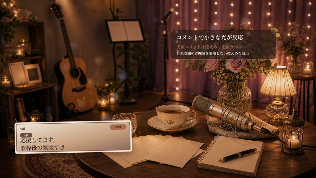歌枠アフターお茶テーブルコメントオーバーレイ|OBS・わんコメ対応テンプレート