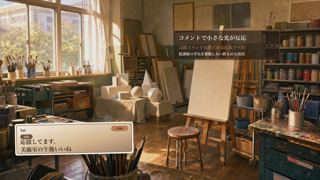 美術室イーゼルコーナーコメントオーバーレイ|OBS・わんコメ対応テンプレート