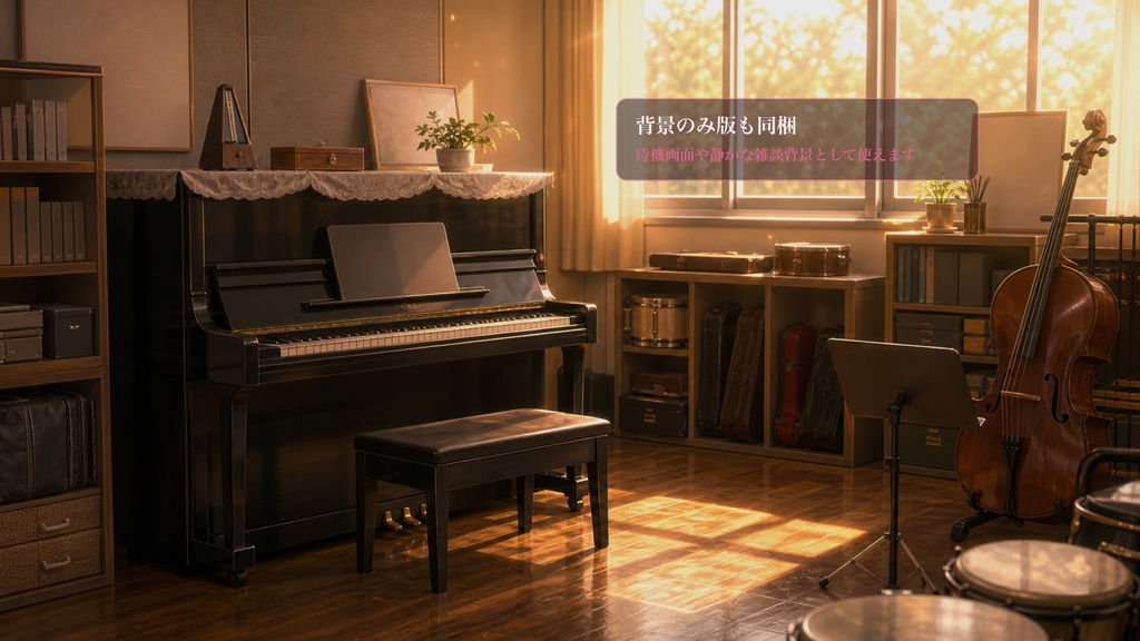 音楽室ピアノベンチコメントオーバーレイ|OBS・わんコメ対応テンプレート
