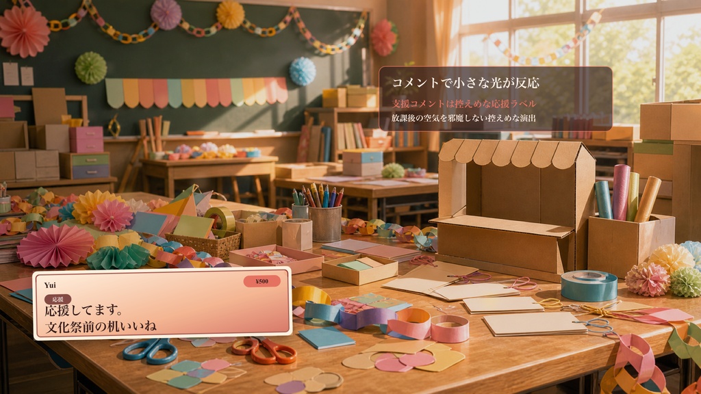 文化祭準備クラフト机コメントオーバーレイ|OBS・わんコメ対応テンプレート