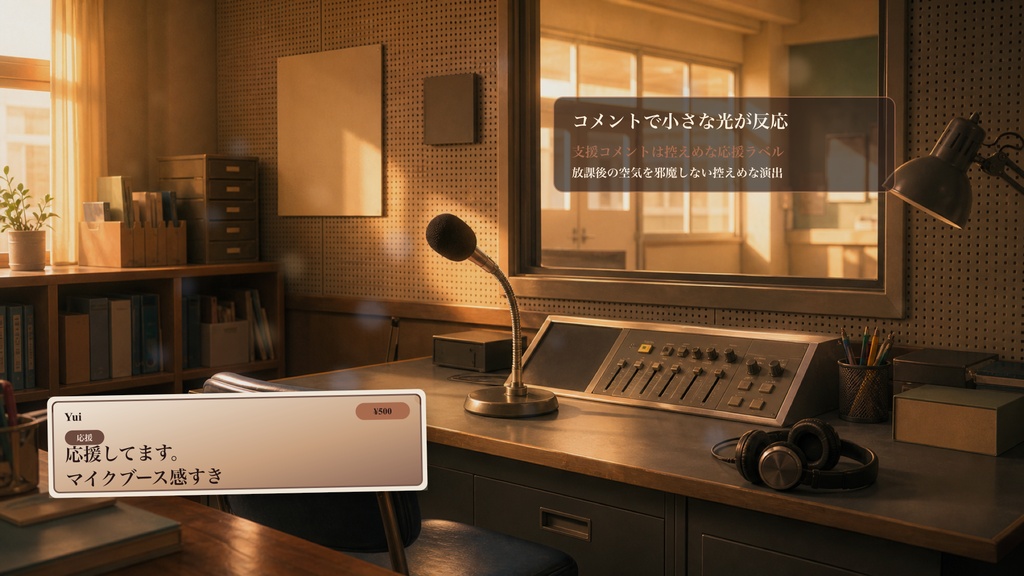 校内放送室マイクブースコメントオーバーレイ|OBS・わんコメ対応テンプレート