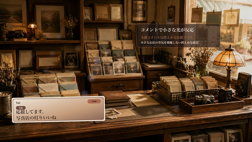 まちの写真プリント店デスクコメントオーバーレイ|OBS・わんコメ対応テンプレート
