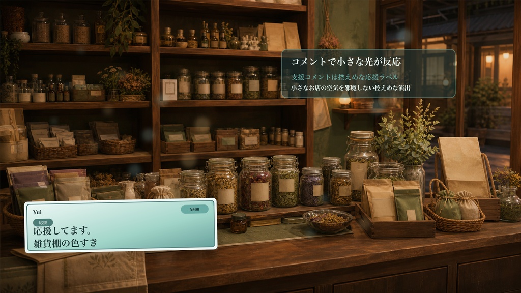 ハーブ雑貨棚カウンターコメントオーバーレイ|OBS・わんコメ対応テンプレート