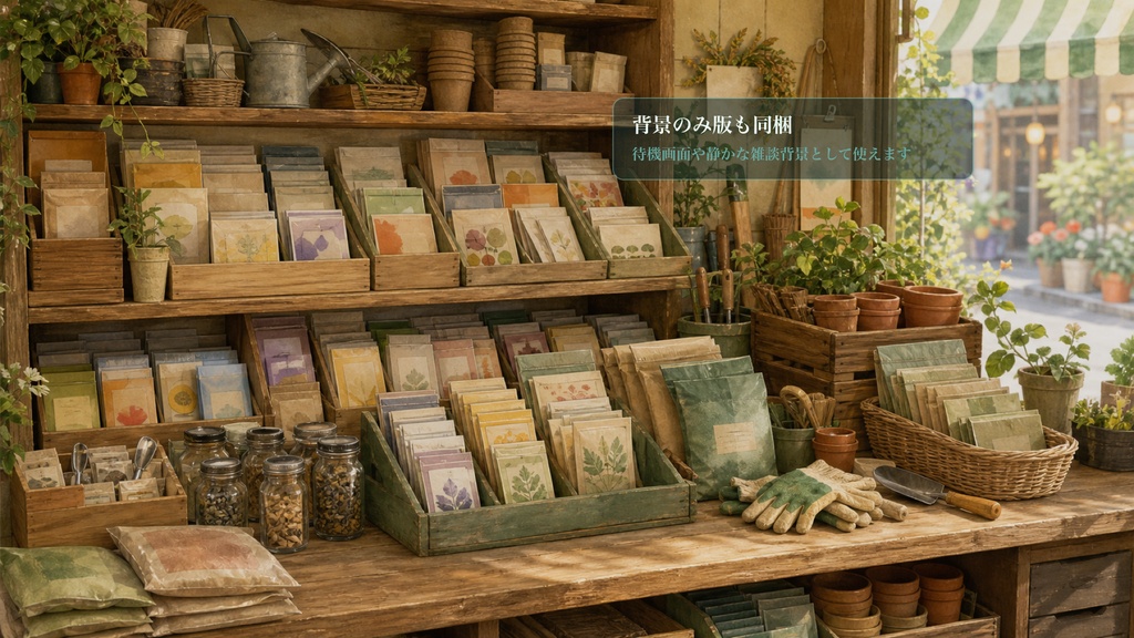 まちの種苗店シェルフコメントオーバーレイ|OBS・わんコメ対応テンプレート