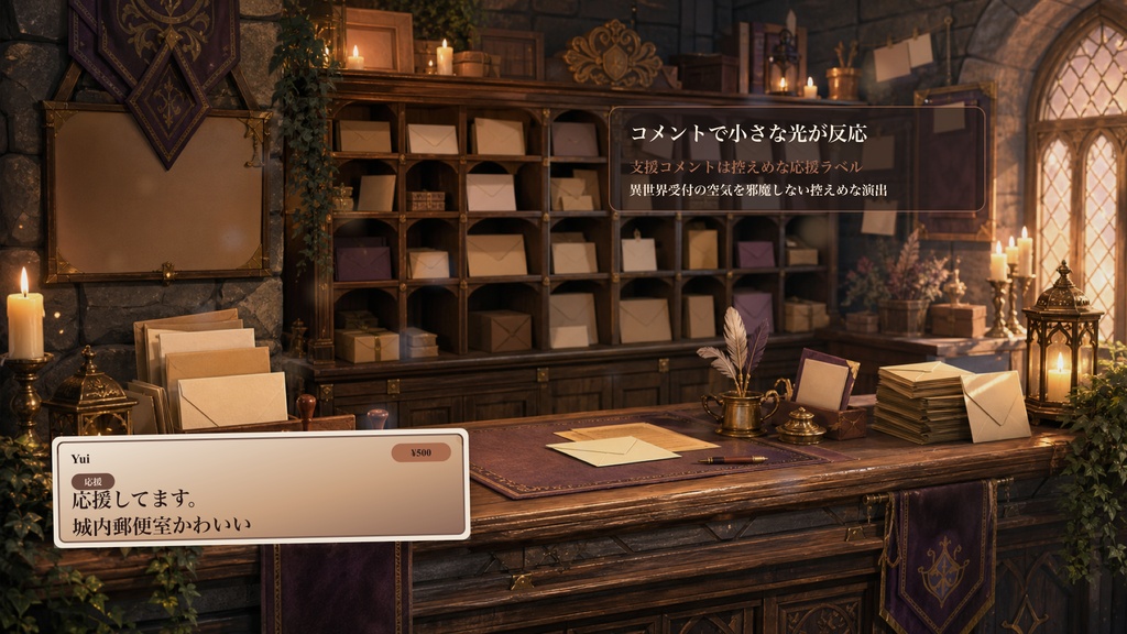 城内郵便室カウンターコメントオーバーレイ|OBS・わんコメ対応テンプレート