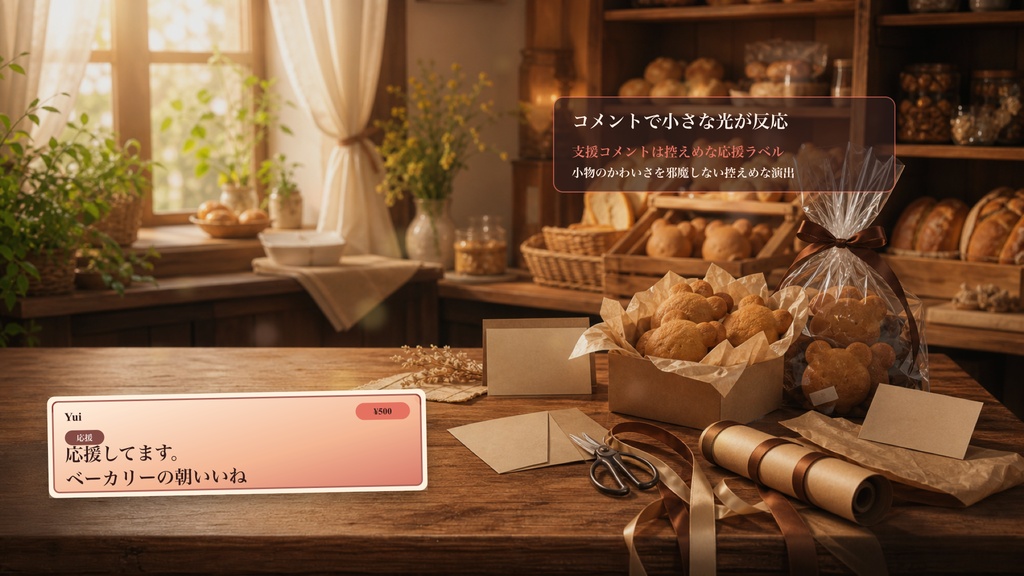 くまベーカリー包みカウンターコメントオーバーレイ|OBS・わんコメ対応テンプレート