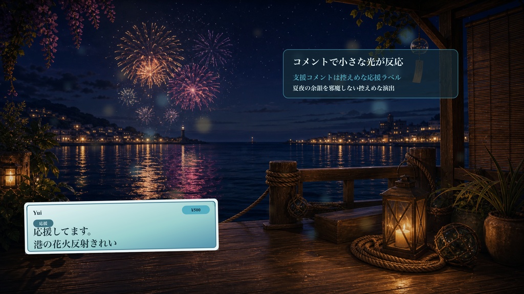 港花火ビューイングデッキコメントオーバーレイ|OBS・わんコメ対応テンプレート