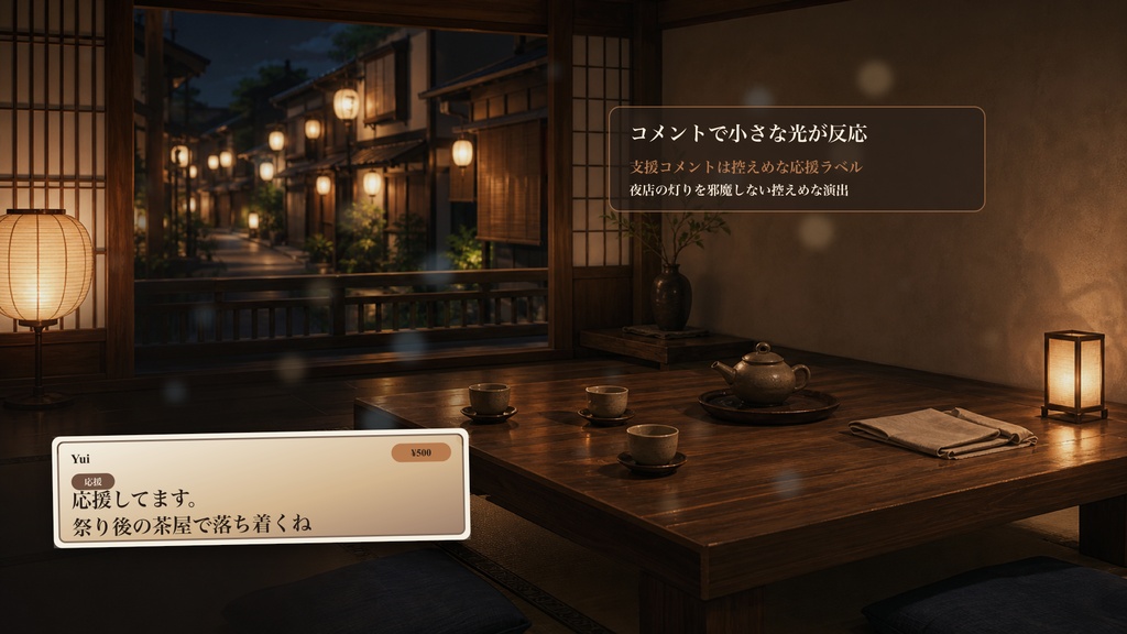 祭り後アフター茶屋コメントオーバーレイ|OBS・わんコメ対応テンプレート