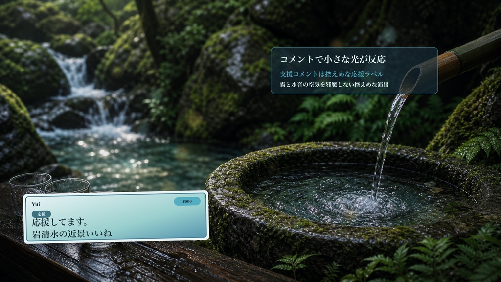 岩清水の近景コメントオーバーレイ|OBS・わんコメ対応テンプレート