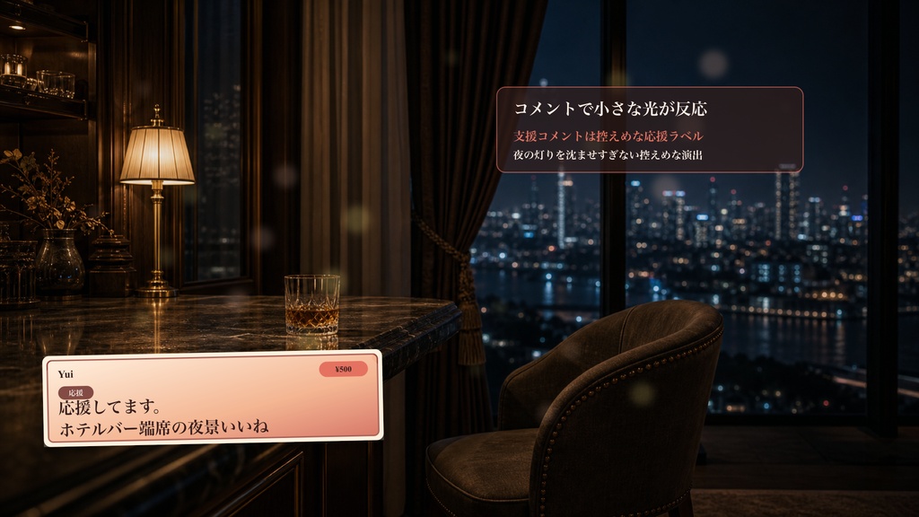 ホテルバー端席コメントオーバーレイ|OBS・わんコメ対応テンプレート