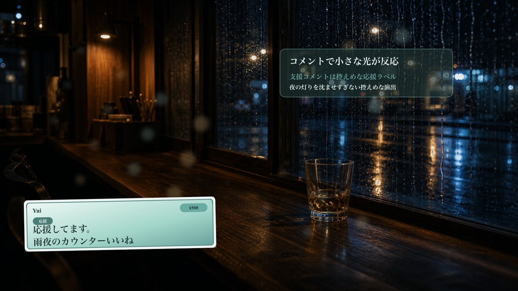 雨夜の一杯カウンターコメントオーバーレイ|OBS・わんコメ対応テンプレート
