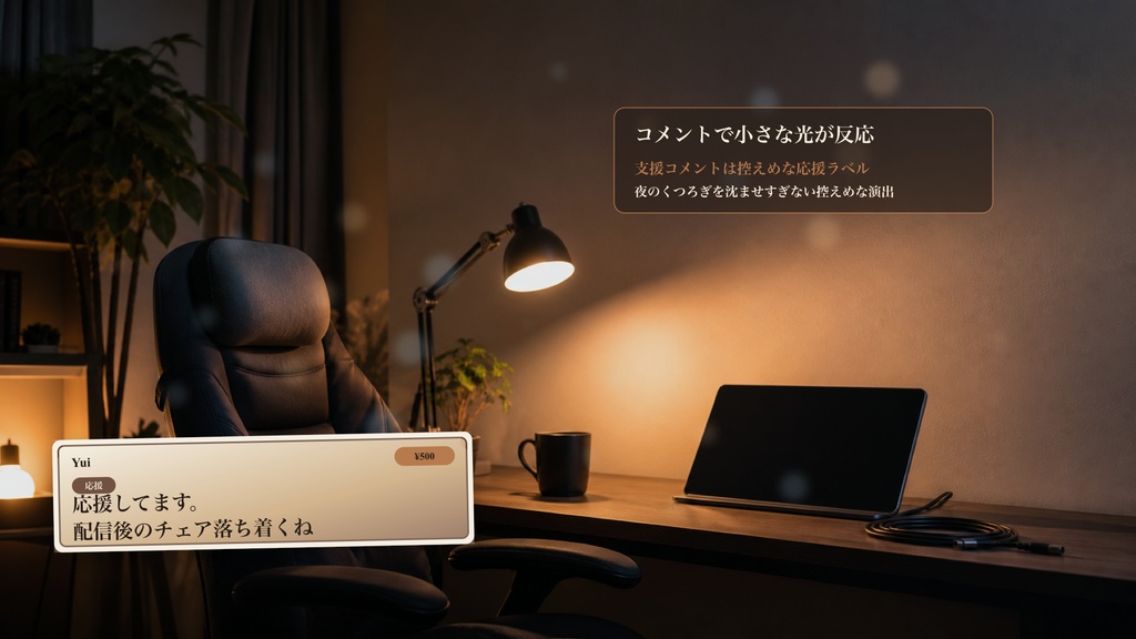 配信後リラックスチェアコメントオーバーレイ|OBS・わんコメ対応テンプレート