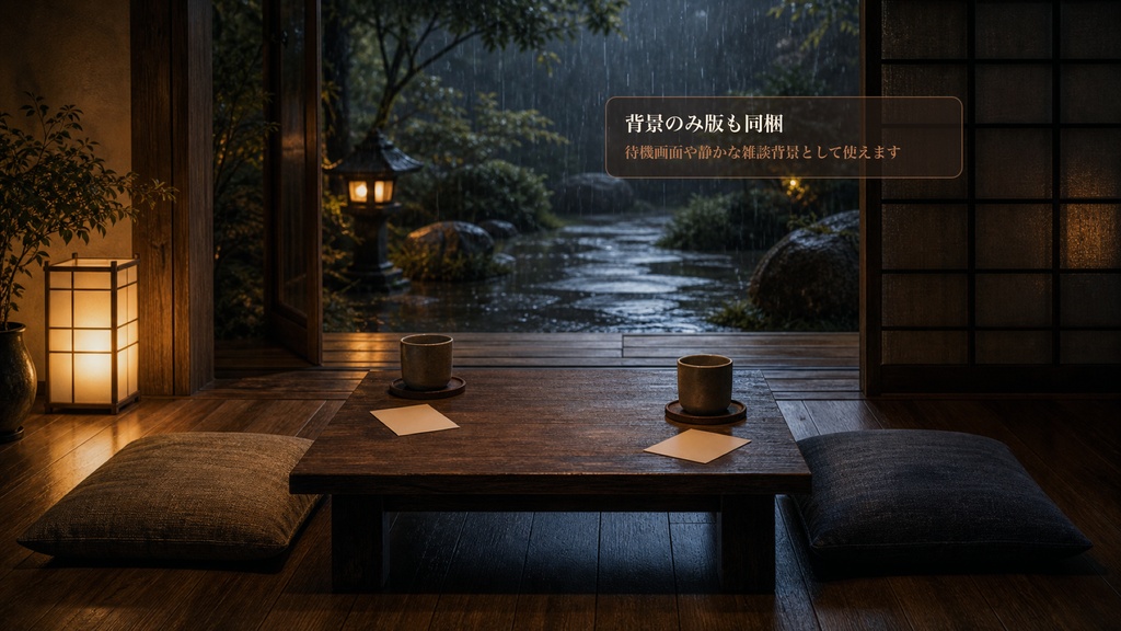 雨宿り二人茶卓コメントオーバーレイ|OBS・わんコメ対応テンプレート