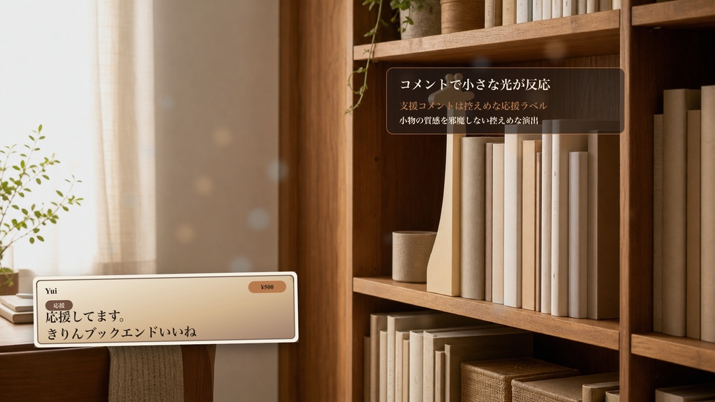 きりん本棚ブックエンドコメントオーバーレイ|OBS・わんコメ対応テンプレート