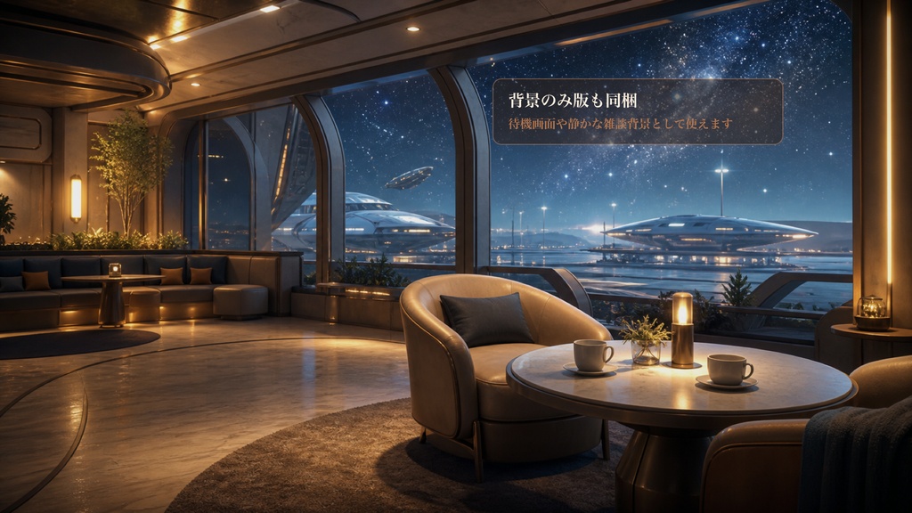 宇宙港ラウンジテーブルコメントオーバーレイ|OBS・わんコメ対応テンプレート