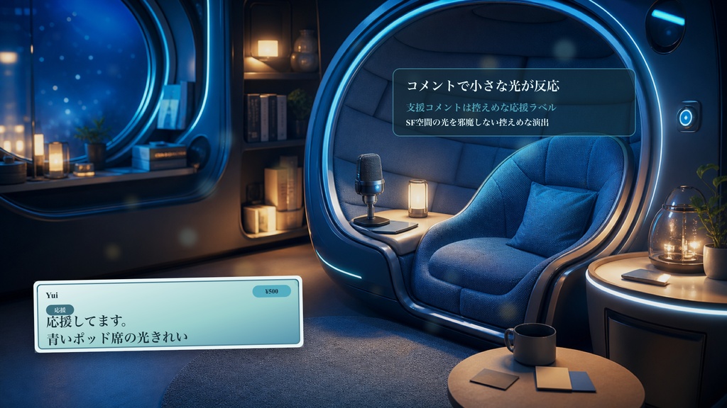 青いシグナルポッド席コメントオーバーレイ|OBS・わんコメ対応テンプレート