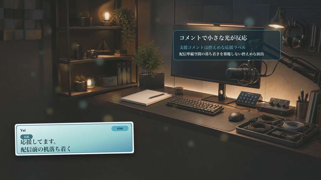 配信前チェックデスクコメントオーバーレイ|OBS・わんコメ対応テンプレート