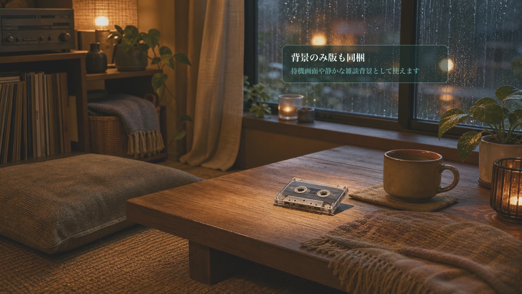 雨窓カセット机コメントオーバーレイ|OBS・わんコメ対応テンプレート
