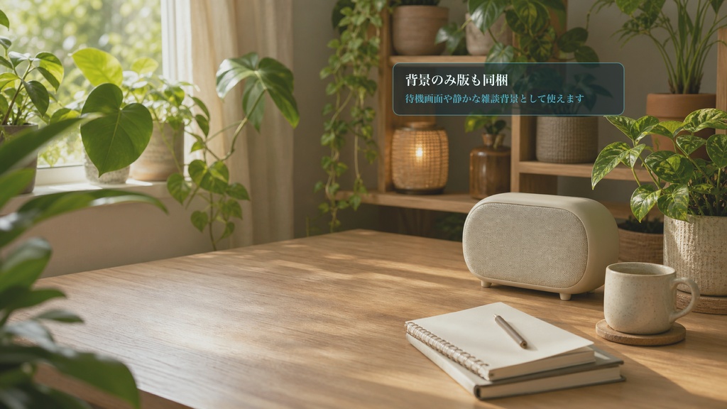植物デスクラジオ部屋コメントオーバーレイ|OBS・わんコメ対応テンプレート